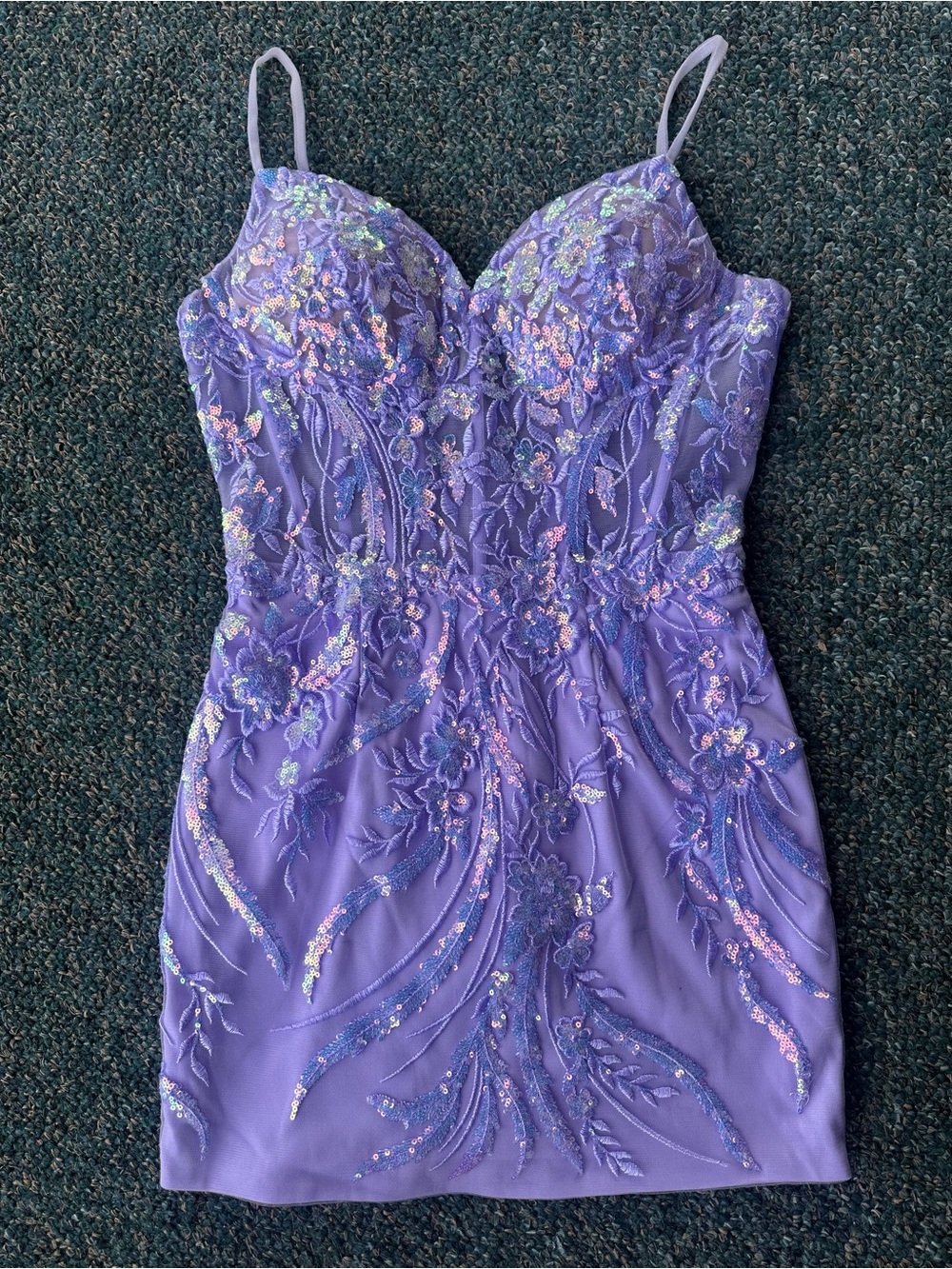 Lilac Embroidered Spaghetti-Strap Dress